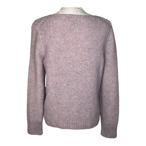 J. Crew Sweater Women's Medium Lilac‎ Lambs Wool Hand Chunky Knit Rib Trim - Picture 2 of 6